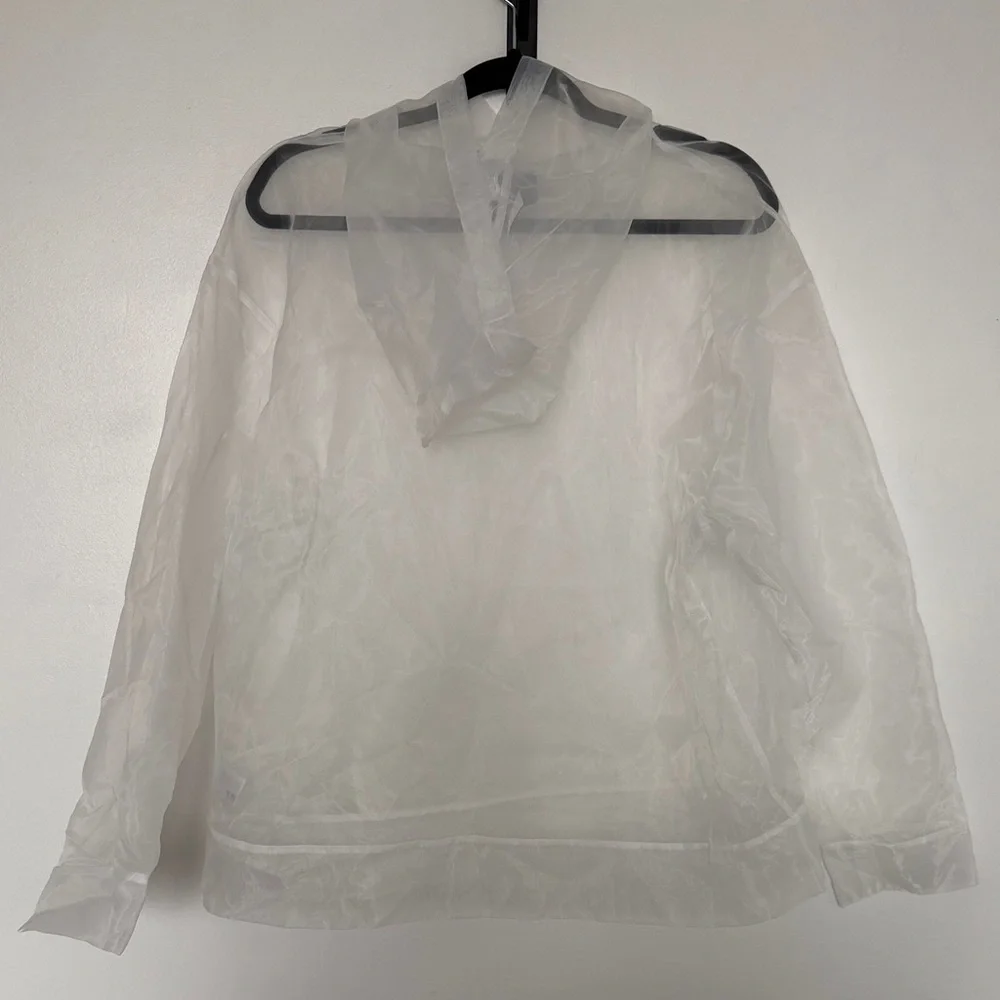 Anthropologie Sheer White Organza Pullover Hooded Top - Picture 6 of 10